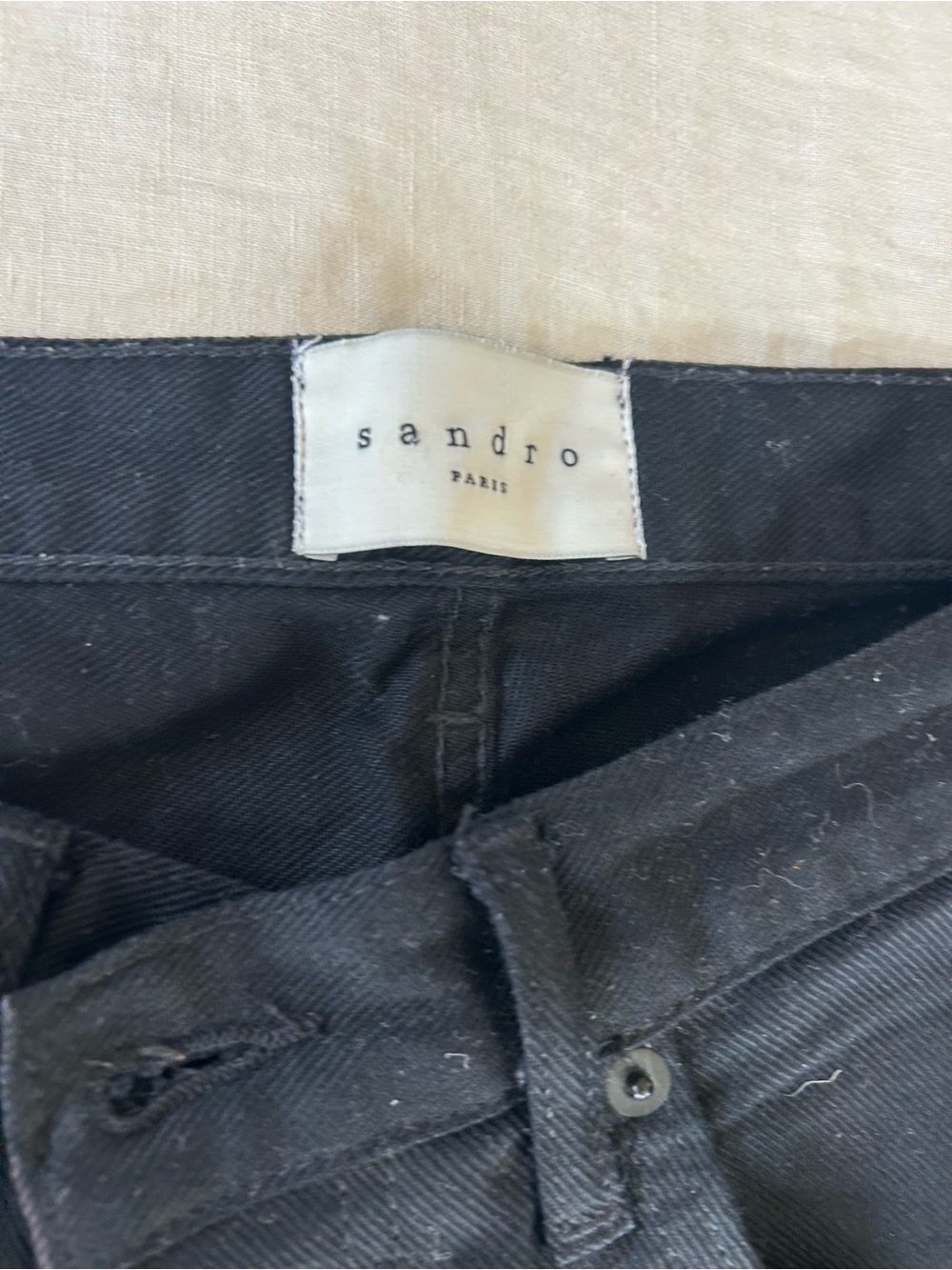 Sandro Black Straight-Leg Denim Pants